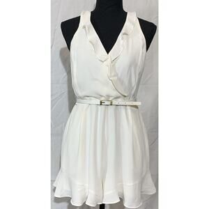 Express Ivory Ruffle Romper Womens 6 Bridal Shower Wedding